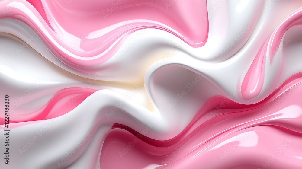 Obraz premium Abstract Pink and White Swirling Liquid Design