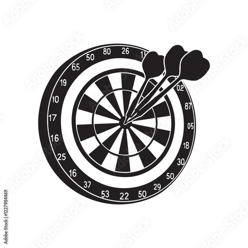 dartboard classic black and white design circular target bullseye, precision, game 