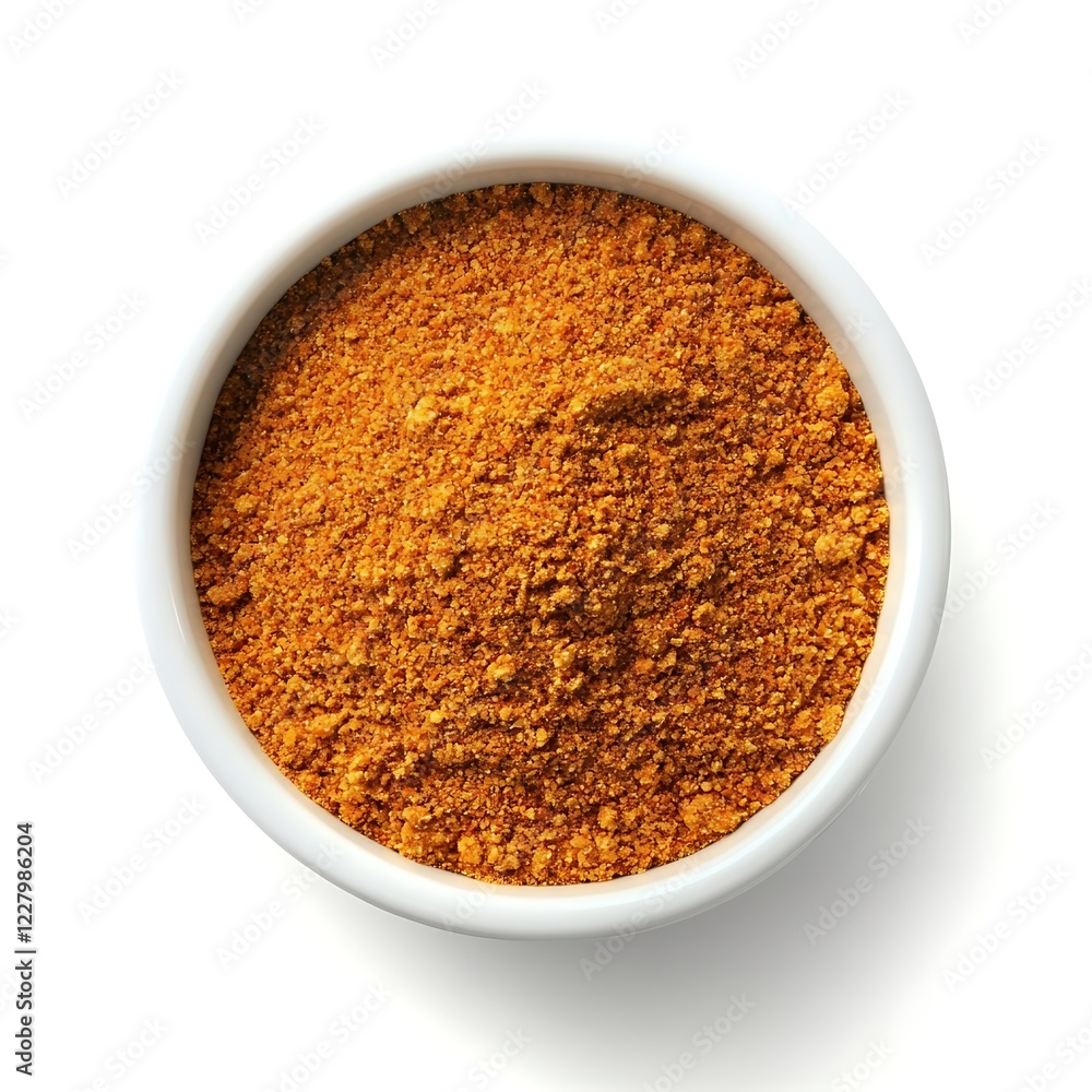 Turmeric powder in bowl isolated on white background. Top view Turmeric powder in bowl isolated on white background. Top view