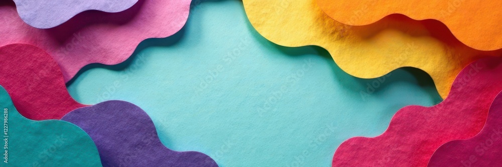 Layered paper shapes, vibrant colors, textured surface, handmade, close-up, vibrant Layered paper shapes, vibrant colors, textured surface, handmade, close-up, vibrant