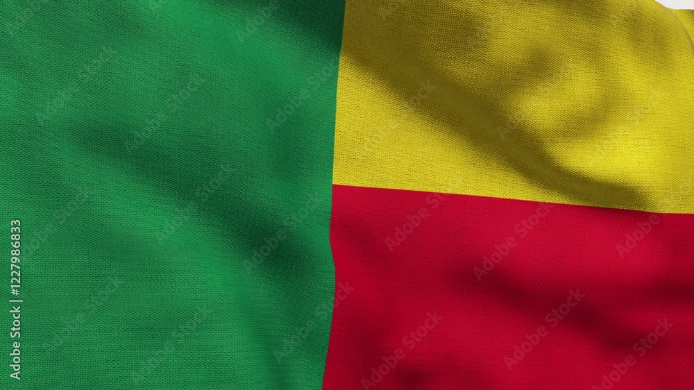 High detailed flag of Benin. National Benin flag. Africa. 3D Render. High detailed flag of Benin. National Benin flag. Africa. 3D Render.