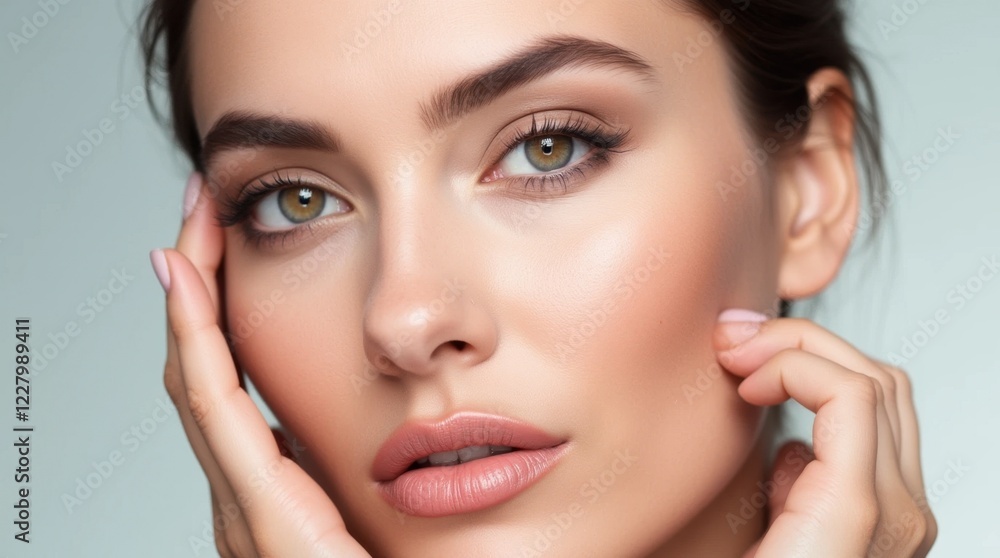 Flawless Makeup and Professional Pose: Close-Up of a Model Flawless Makeup and Professional Pose: Close-Up of a Model