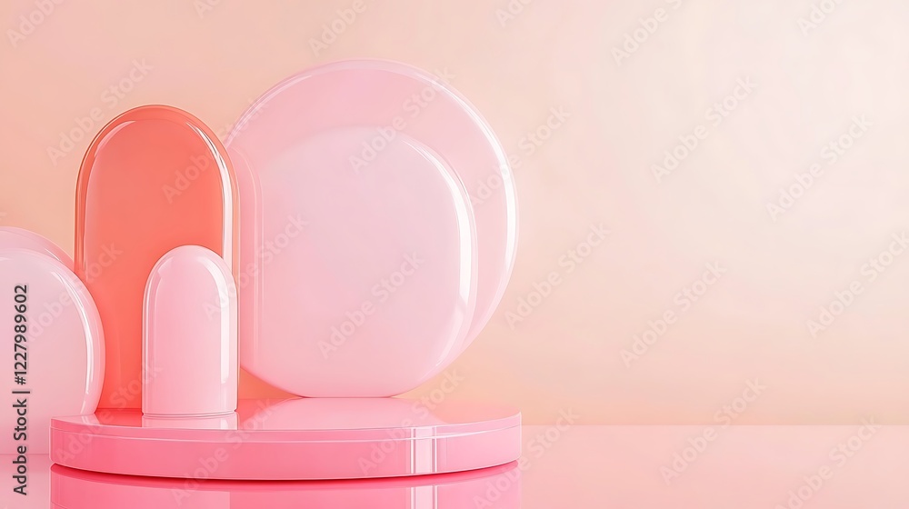 Abstract Pink and Coral Geometric Shapes Composition Abstract Pink and Coral Geometric Shapes Composition