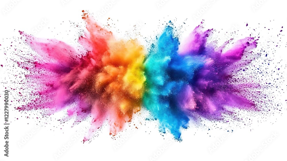 Fototapeta premium Colorful powder explosion isolated on a white background