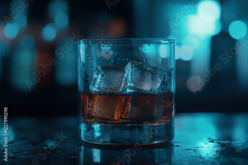 Wallpaper Mural Glass of Whiskey with Ice and Bokeh Background Torontodigital.ca