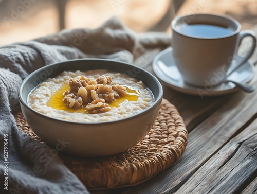 Rustic Breakfast Scene with Cozy Atmosphere