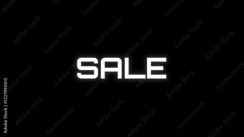 Sale - animation of message with glitch. Cyberpunk, technology text. Damaged, distorted signal effect. Retro game style Sale - animation of message with glitch. Cyberpunk, technology text. Damaged, distorted signal effect. Retro game style