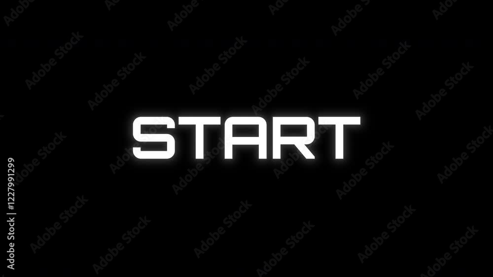 Start - animation of message with glitch. Cyberpunk, technology text. Damaged, distorted signal effect. Retro game style Start - animation of message with glitch. Cyberpunk, technology text. Damaged, distorted signal effect. Retro game style