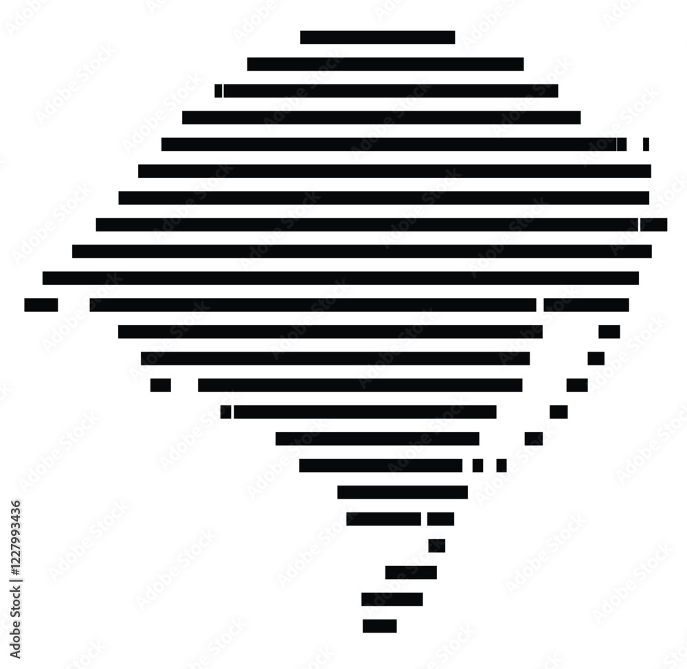 Symbol Map of the region Rio Grande Do Sul (Brazil) showing the territory with just a few black horizontal lines Symbol Map of the region Rio Grande Do Sul (Brazil) showing the territory with just a few black horizontal lines