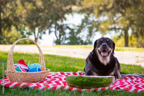 Photography Large black and white Swiss Mountain dog smiling at camera laying on a blanket e