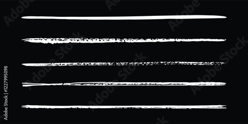 Collection of vector brush stroke lines black background