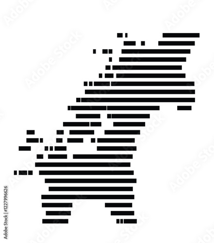 Symbol Map of the region Trondelag (Norway) showing the territory with just a few black horizontal lines