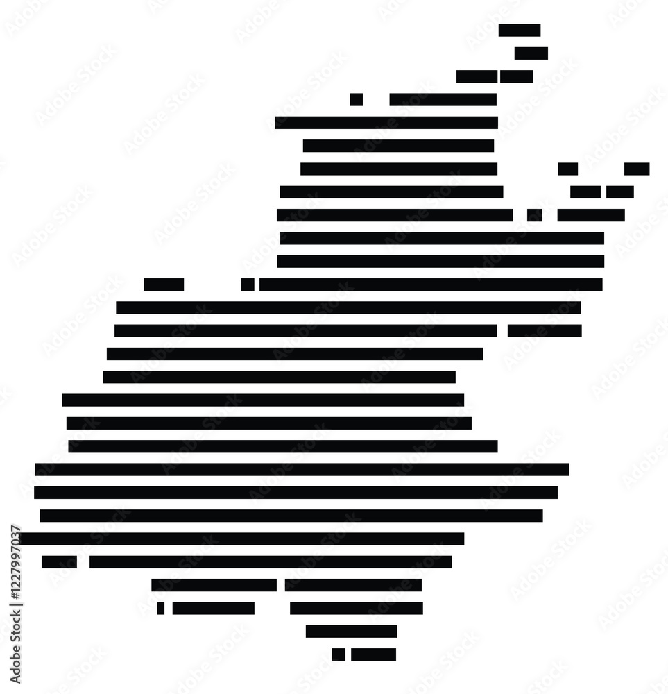 Fototapeta premium Symbol Map of the region Gauteng (South Africa) showing the territory with just a few black horizontal lines