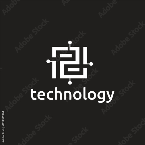 Simple and modern technology logo with letter pd, It logo web tech logo, designed for a business company with vector icon and symbol representing company concept for web marketing and internet use