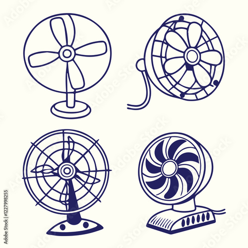 Fan icon set vector