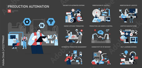 Production Automation. Flat Vector Illustration
