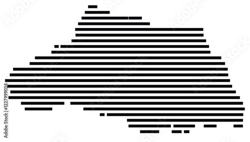 Symbol Map of the prefecture Saitama (Japan) showing the territory with just a few black horizontal lines