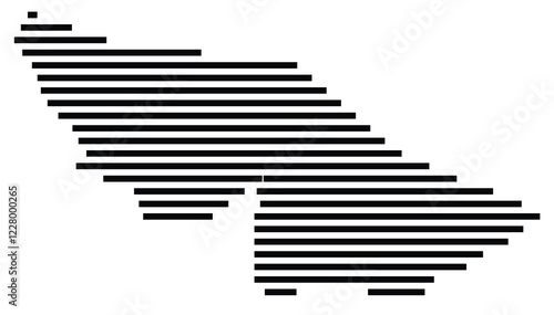 Symbol Map of the region Acre (Brazil) showing the territory with just a few black horizontal lines