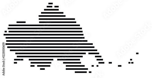 Symbol Map of the region Thessaly (Greece) showing the territory with just a few black horizontal lines