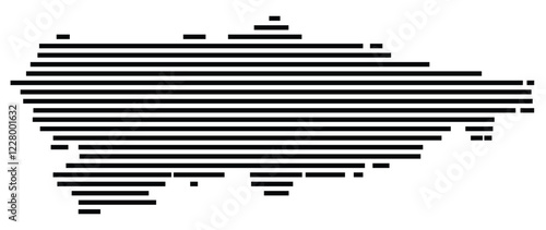 Symbol Map of the region Asturias (Spain) showing the territory with just a few black horizontal lines