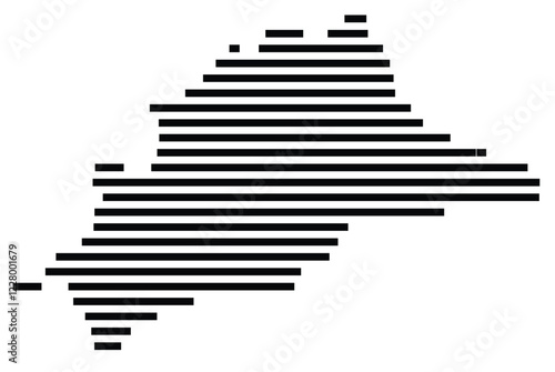 Symbol Map of the region Malaga (Spain) showing the territory with just a few black horizontal lines