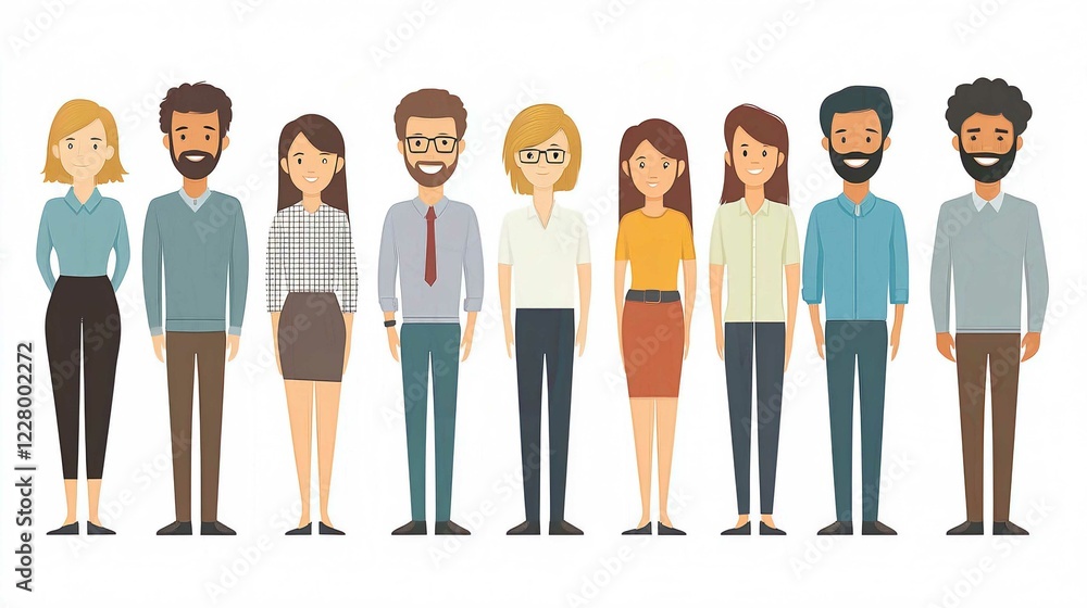 Fototapeta premium Diverse Group of Happy Friends Standing Together on White Background