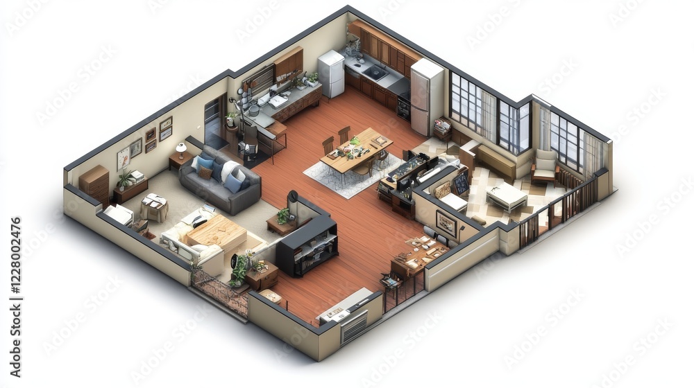 3d rendering of furnished home apartment 3d rendering of furnished home apartment
