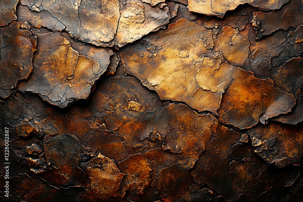 Fototapeta premium Rusty metallic backdrop featuring intricate grunge patterns for design projects