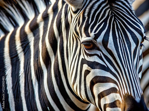 Macro Zebra Stripes: Close-Up Texture of Wild Animal Skin Pattern
