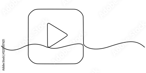 Play icon in continuous line drawing style. Line art of play button. Vector illustration. Abstract background, Continuous Line Drawing of Video Player Icon. Hand Drawn Symbol Vector Illustration, pro.