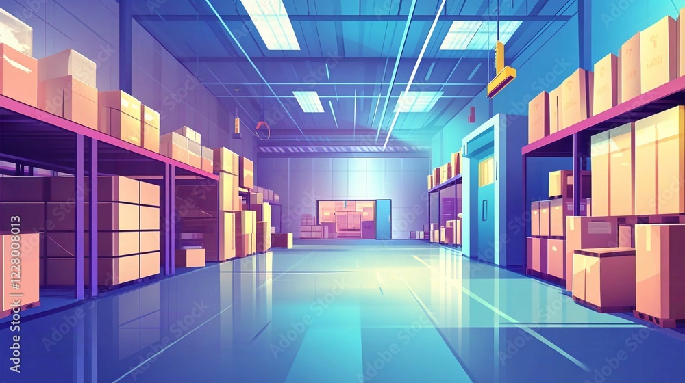 Modern Empty Office Hallway with Glass Windows and Urban Architecture Modern Empty Office Hallway with Glass Windows and Urban Architecture