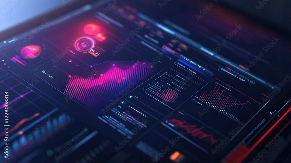 A computer screen with a lot of graphs and numbers A computer screen with a lot of graphs and numbers