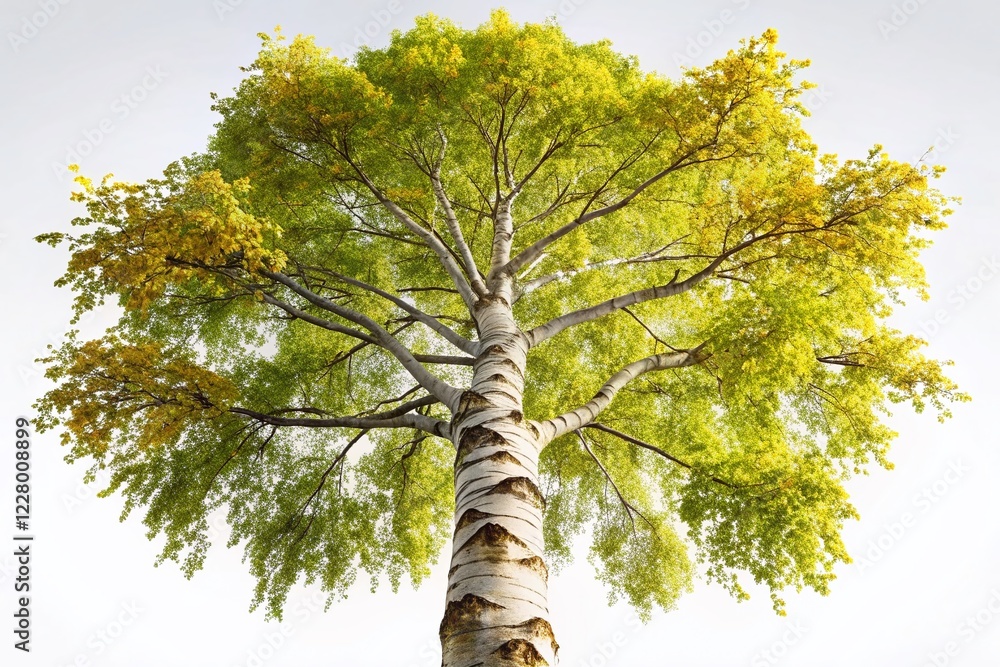 Fototapeta premium Majestic Birch Tree Isolated on White Background - High-Resolution Stock Photo