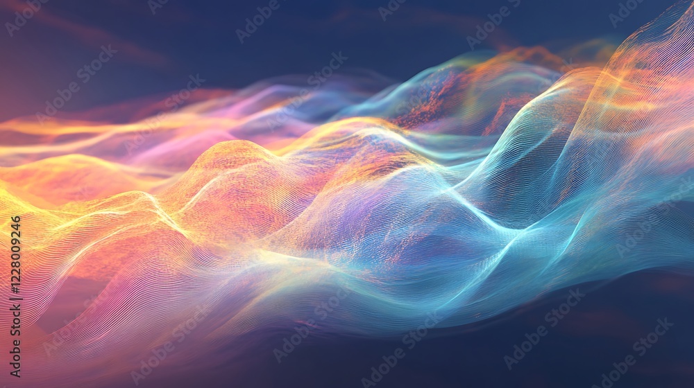 Obraz premium Abstract Colorful Waves Digital Art Landscape