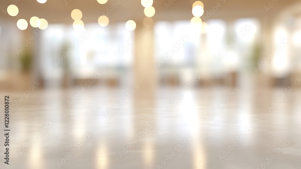 Fototapeta premium Brightly Lit Interior Showing Polished Floor Reflection