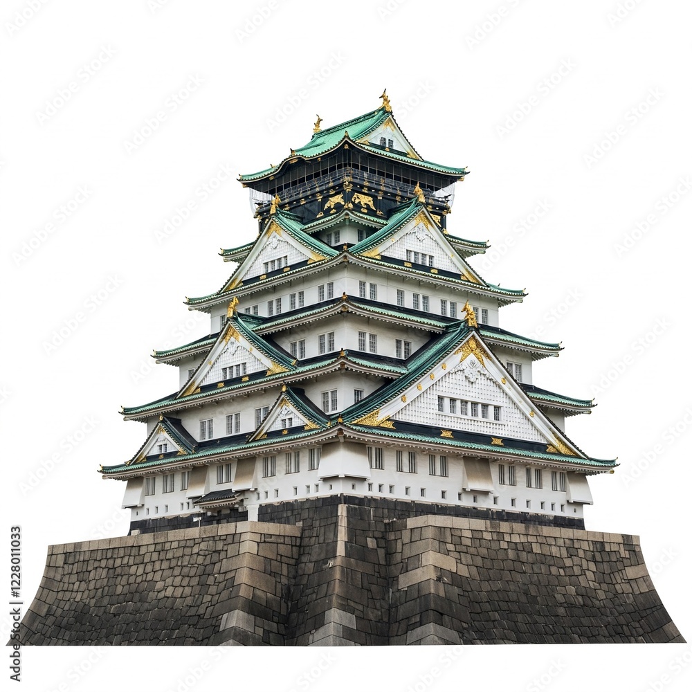 Fototapeta premium japanese temple isolated on white background