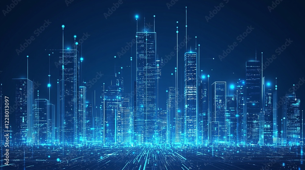 Fototapeta premium background with low poly digital city, citiscape, urban 