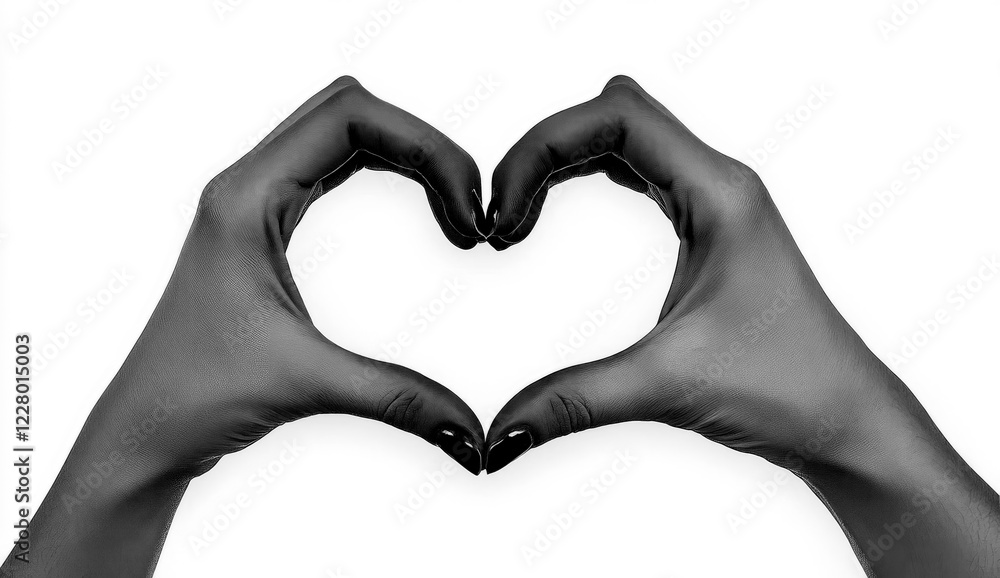 Obraz premium Woman's hands making a heart-shaped sign, isolated on a white background 