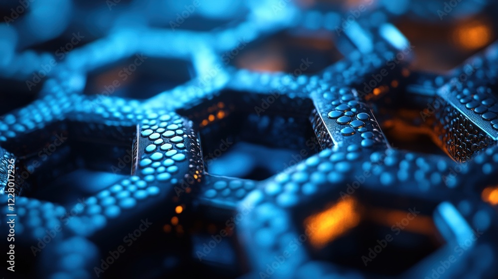 Macro photography of abstract hexagonal patterns in a modern digital environment Macro photography of abstract hexagonal patterns in a modern digital environment