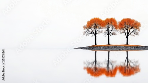 Serene Autumn Trees Reflected in Still Water