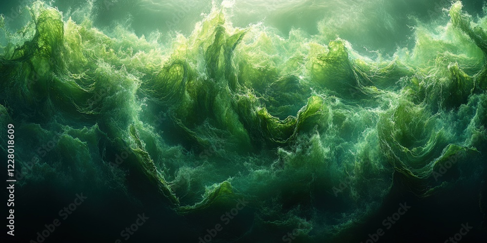 Fototapeta premium Surging ocean waves coastal region nature scene dramatic atmosphere aerial perspective serenity