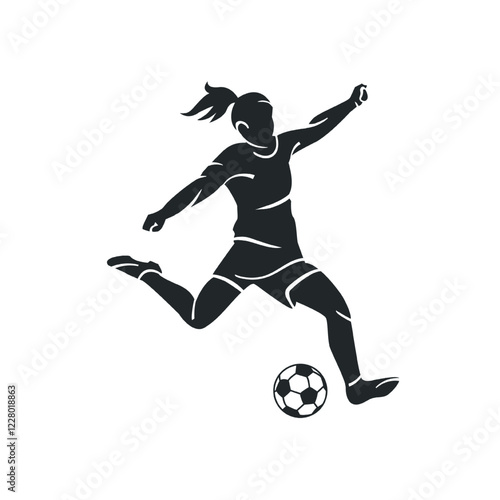 A girl kicking a ball very hard illustration vector