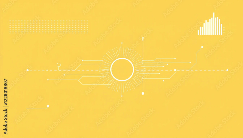 Obraz premium Yellow technology background, minimalist background, geometric pattern, sun rays, abstract background