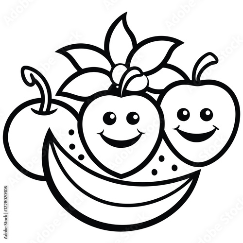 An elegant logo design for a fruit company, incorporating a single fruit icon with intricate line art details to convey organic quality and sophistication.