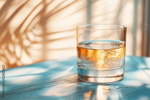 A minimalist depiction of a glass with only a small amount of water at the bottom, symbolizing insufficiency with clean, bold lines