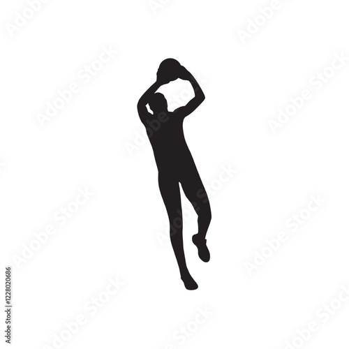 A person jumping and hitting the ball with his hand illustration vector