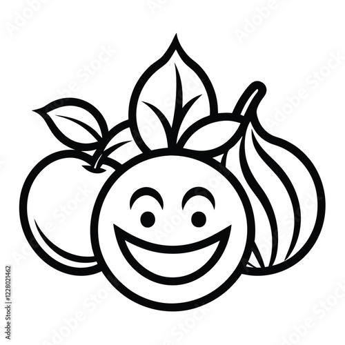 An elegant logo design for a fruit company, incorporating a single fruit icon with intricate line art details to convey organic quality and sophistication.