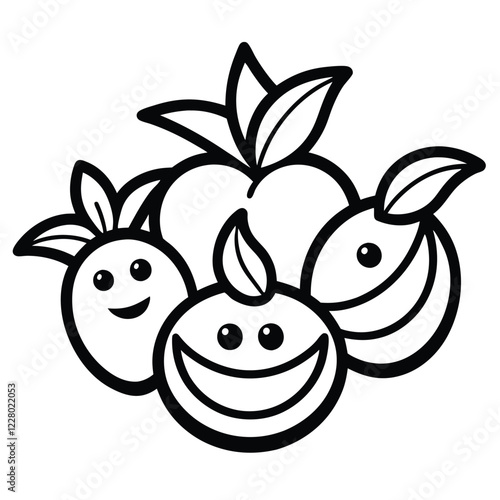 An elegant logo design for a fruit company, incorporating a single fruit icon with intricate line art details to convey organic quality and sophistication.