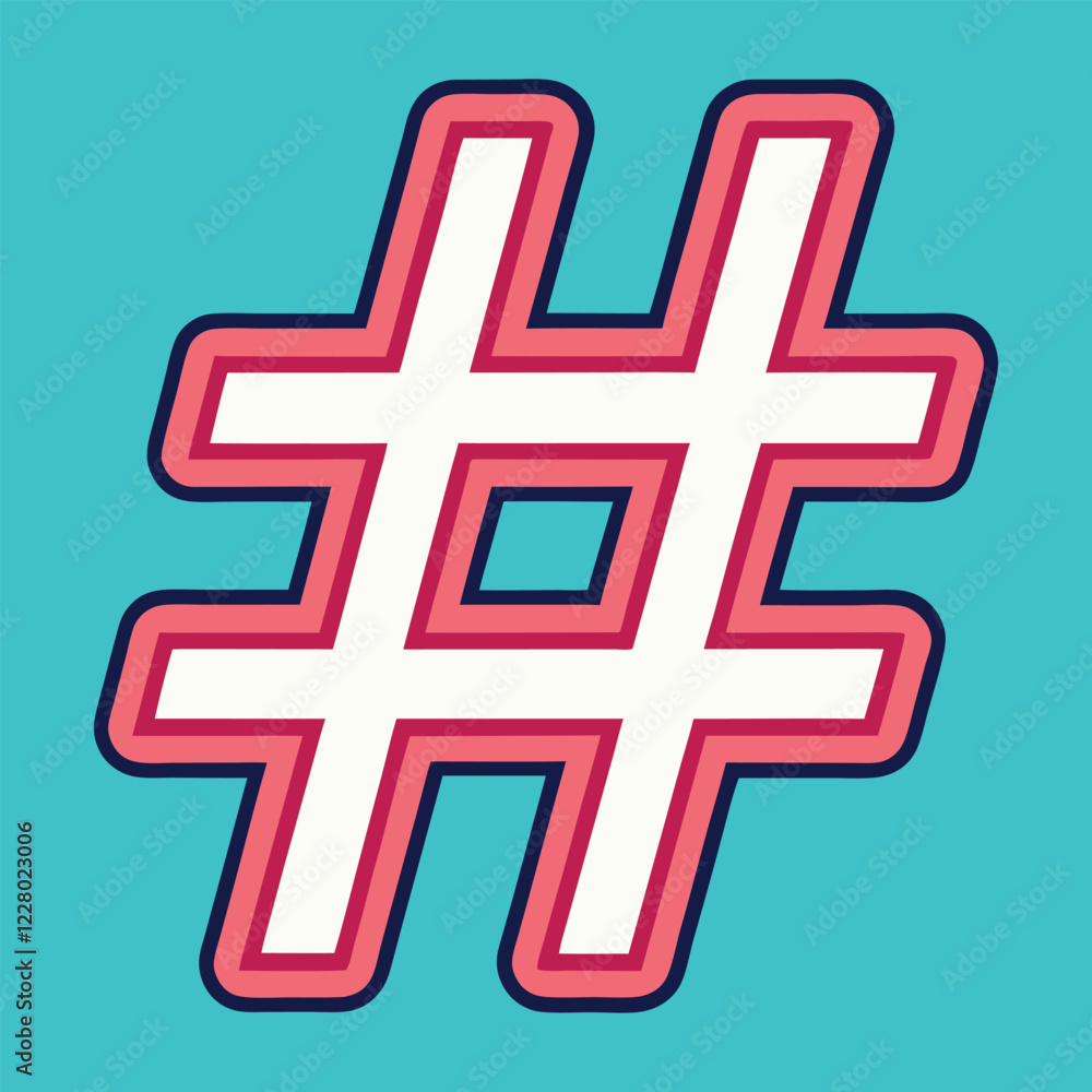 Obraz premium Hashtag Icon Vector Illustration - Social Media Symbol Design