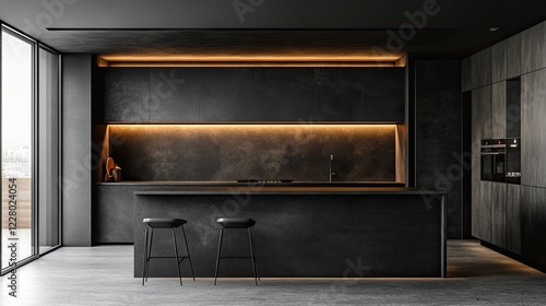 Wallpaper Mural Black concrete surface with a matte finish and subtle uneven details for a raw, industrial look. Torontodigital.ca